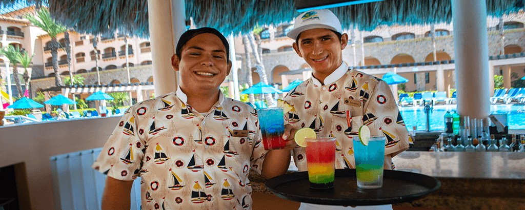 Waiters of the Swim-up bar at Royal Solaris Los Cabos