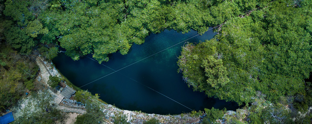 aaerial view of cancun cenote